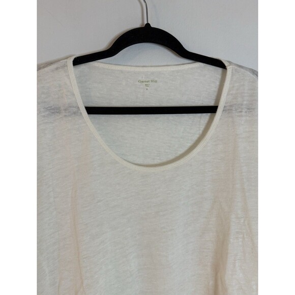 Garnet Hill Women’s M Linen Long Sleeve Top With Lace White Casual Shirt - Picture 3 of 8